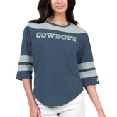 Dallas Cowboys Starter Women's Fullback Tri-Blend 3/4-Sleeve T-Shirt Navy - NFL