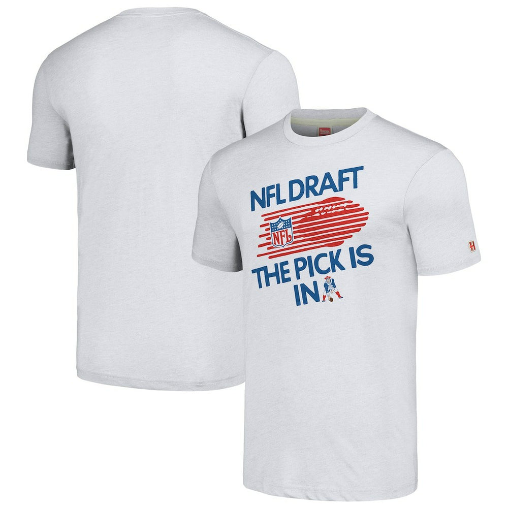 New England Patriots Homage Unisex 2024 Team Draft Tri-Blend T-Shirt Heather Gray - NFL