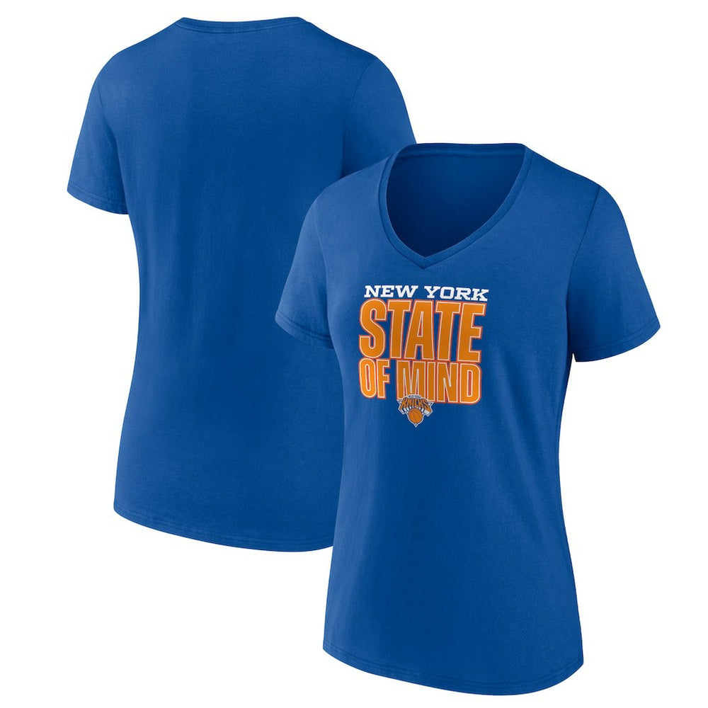 New Era - New York Knicks Pick & Roll Coverage V-Neck T-Shirt - Blue