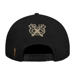 Chicago Blackhawks Pro Standard Metallic Logo Pinch Front Adjustable Hat Black