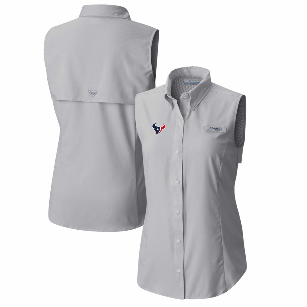 Houston Texans Women's PFG Tamiami Omni-Shade Sleeveless Button-Up Shirt Gray - Columbia