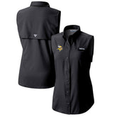 Minnesota Vikings Women's PFG Tamiami Omni-Shade Sleeveless Button-Up Shirt Black - Columbia