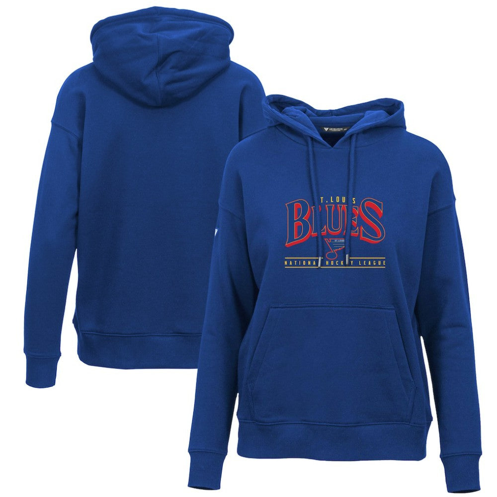 St. Louis Blues - Levelwear Women's Retro Adorn Spellout Pullover Hoodie Blue
