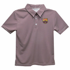 Barcelona Vive La Fete Youth Pencil Stripe Polo - Maroon