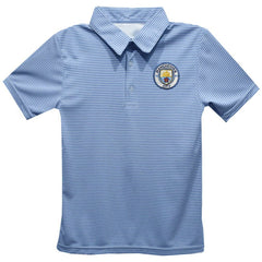 Manchester City Vive La Fete Youth Pencil Stripe Polo - Sky Blue