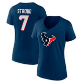 C.J. Stroud Houston Texans Women's Icon Player Name & Number V-Neck T-Shirt Navy - Fanatics