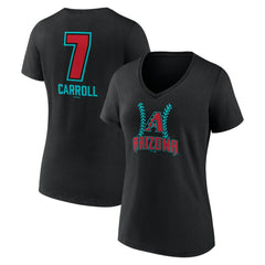 Corbin Carroll Arizona Diamondbacks Women's Name & Number Fastball V-Neck T-Shirt On Sale