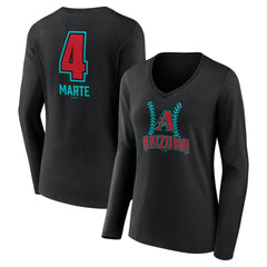 Ketel Marte Arizona Diamondbacks Women's Name & Number Fastball V-Neck Long Sleeve T-Shirt Clearance
