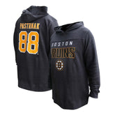 David Pastrnak Boston Bruins Profile Women's Plus Size Name & Number Thermal Pullover Hoodie Black
