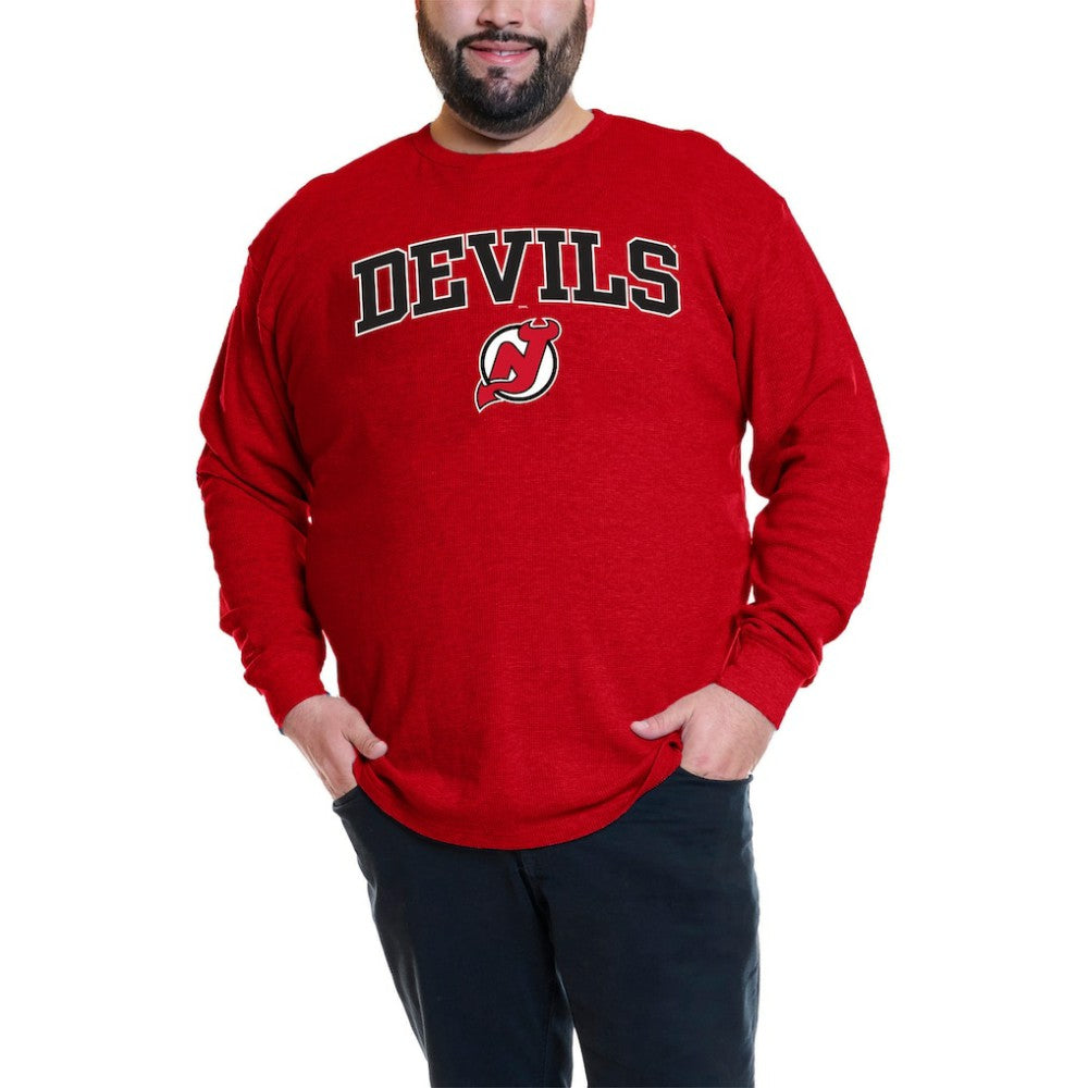 Jack Hughes New Jersey Devils - Profile Big & Tall Name & Number Thermal Pullover Sweatshirt Red