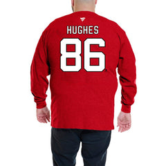 Jack Hughes New Jersey Devils - Profile Big & Tall Name & Number Thermal Pullover Sweatshirt Red