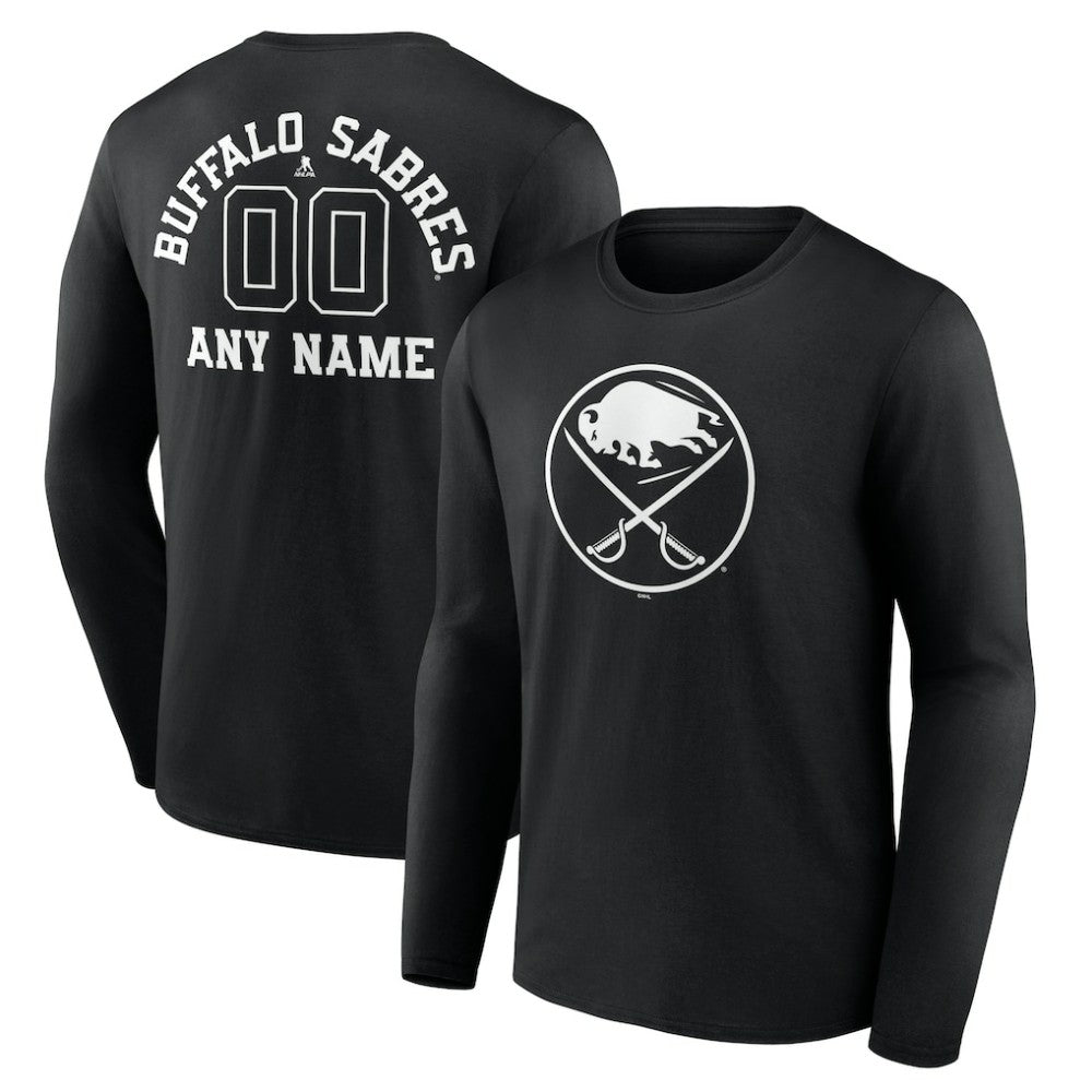 Buffalo Sabres - Personalized Name & Number Monochrome Long Sleeve T-Shirt Black