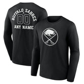 Buffalo Sabres - Personalized Name & Number Monochrome Long Sleeve T-Shirt Black