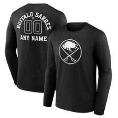 Buffalo Sabres - Personalized Name & Number Monochrome Long Sleeve T-Shirt Black