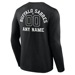 Buffalo Sabres - Personalized Name & Number Monochrome Long Sleeve T-Shirt Black