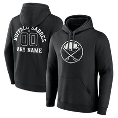 Buffalo Sabres - Personalized Name & Number Monochrome Pullover Hoodie Black