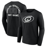 Carolina Hurricanes - Personalized Name & Number Monochrome Long Sleeve T-Shirt Black