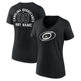 Carolina Hurricanes - Women's Personalized Name & Number Monochrome V-Neck T-Shirt Black