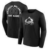 Colorado Avalanche - Personalized Name & Number Monochrome Long Sleeve T-Shirt Black