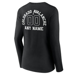 Colorado Avalanche - Women's Personalized Name & Number Monochrome Long Sleeve V-Neck T-Shirt Black