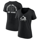 Colorado Avalanche - Women's Personalized Name & Number Monochrome V-Neck T-Shirt Black