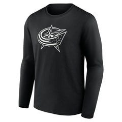 Columbus Blue Jackets - Personalized Name & Number Monochrome Long Sleeve T-Shirt Black