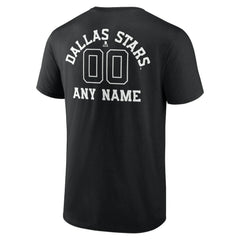 Dallas Stars - Personalized Name & Number Monochrome T-Shirt Black