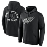 Detroit Red Wings - Personalized Name & Number Monochrome Pullover Hoodie Black