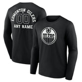 Edmonton Oilers - Personalized Name & Number Monochrome Long Sleeve T-Shirt Black