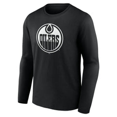 Edmonton Oilers - Personalized Name & Number Monochrome Long Sleeve T-Shirt Black