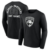 Florida Panthers - Personalized Name & Number Monochrome Long Sleeve T-Shirt Black