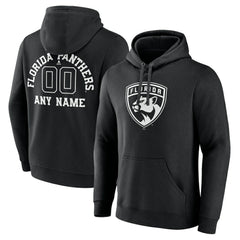 Florida Panthers - Personalized Name & Number Monochrome Pullover Hoodie Black