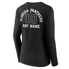 Florida Panthers - Women's Personalized Name & Number Monochrome Long Sleeve V-Neck T-Shirt Black