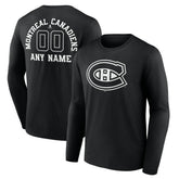 Montreal Canadiens - Personalized Name & Number Monochrome Long Sleeve T-Shirt Black
