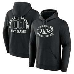 Montreal Canadiens - Personalized Name & Number Monochrome Pullover Hoodie Black
