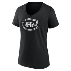 Montreal Canadiens - Women's Personalized Name & Number Monochrome V-Neck T-Shirt Black