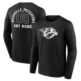 Nashville Predators - Personalized Name & Number Monochrome Long Sleeve T-Shirt Black