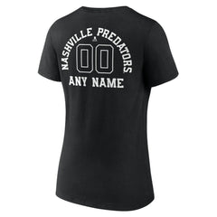 Nashville Predators - Women's Personalized Name & Number Monochrome V-Neck T-Shirt Black