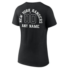 New York Rangers Women's Personalized Name & Number Monochrome V-Neck T-Shirt Black