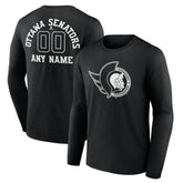 Ottawa Senators - Personalized Name & Number Monochrome Long Sleeve T-Shirt Black