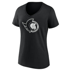 Ottawa Senators - Women's Personalized Name & Number Monochrome V-Neck T-Shirt Black