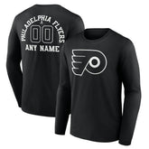 Philadelphia Flyers - Personalized Name & Number Monochrome Long Sleeve T-Shirt Black