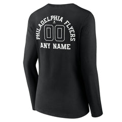 Philadelphia Flyers - Women's Personalized Name & Number Monochrome Long Sleeve V-Neck T-Shirt Black
