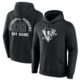 Pittsburgh Penguins Personalized Name & Number Monochrome Pullover Hoodie Black