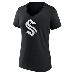 Seattle Kraken Women's Personalized Name & Number Monochrome V-Neck T-Shirt Black