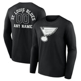 St. Louis Blues - Personalized Name & Number Monochrome Long Sleeve T-Shirt Black
