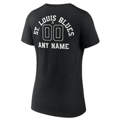 St. Louis Blues - Women's Personalized Name & Number Monochrome V-Neck T-Shirt Black