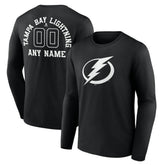 Tampa Bay Lightning - Personalized Name & Number Monochrome Long Sleeve T-Shirt Black