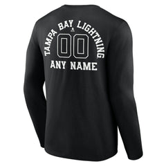 Tampa Bay Lightning - Personalized Name & Number Monochrome Long Sleeve T-Shirt Black