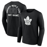 Toronto Maple Leafs - Personalized Name & Number Monochrome Long Sleeve T-Shirt Black